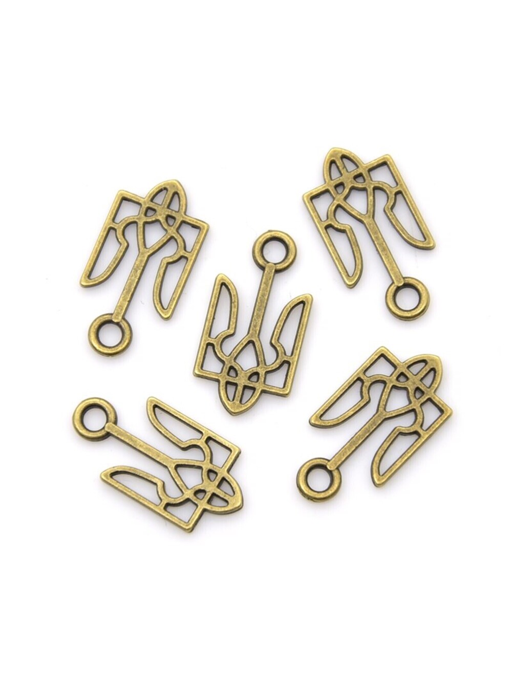 Ukrainian Trident National Symbol Antique Bronze Slava Ukraini Charms 4 pcs
